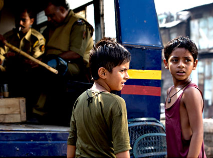 Ayush Mahesh Khedekar (left) and Azharuddin Mohammed Ismail portray young brothers in "Slumdog Millionaire."